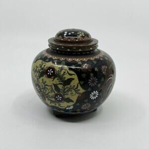 Antique Japanese Cloisonné Enamel Tripod Vessel with Lid